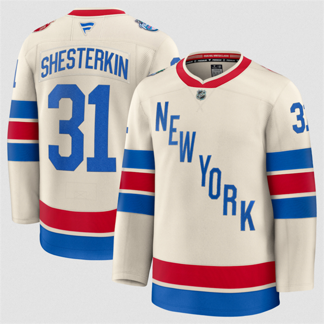 Men's New York Rangers #31 Igor Shesterkin Beige 2026 Winter Classic Stitched Hockey Jersey